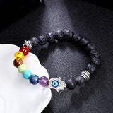 Wholesale Men Women 7 Chakra Bracelets Bangles Colors Mixed Healing Crystals Stone Chakra Pray Mala Heart Charm Bracelet Jewelry