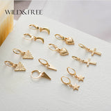 Wild&Free New Tiny Hoop Earrings For Women Girl Gold Cartilage Hoop Earrings jewelry Heart Cross Star Triangle Charm Earring