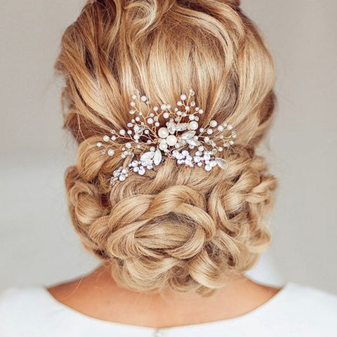Women Pearl Hair Combs Wedding Hair Accessories Hair Pin Rhinestone Tiara Bridal Clips Crystal Crown Bride Hair Jewelry