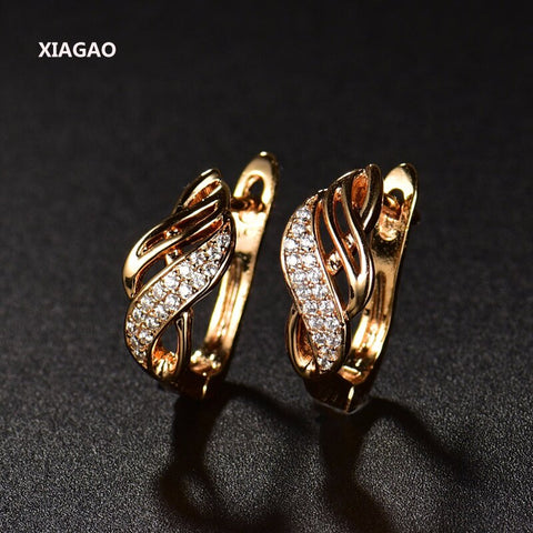 XIAGAO New Design Gold-color Charm Austrian Crystal Hoop Earrings Shiny Rhinestone Delicate Earring Jewelry Infinity Hot Sale