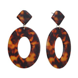 XIYANIKE New Fashion Tortoise Color Leopard Print Acrylic Acetic Acid Sheet Geometric Circle Square Long Drop Earrings for Women