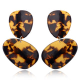 XIYANIKE New Fashion Tortoise Color Leopard Print Acrylic Acetic Acid Sheet Geometric Circle Square Long Drop Earrings for Women