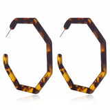 XIYANIKE New Fashion Tortoise Color Leopard Print Acrylic Acetic Acid Sheet Geometric Circle Square Long Drop Earrings for Women