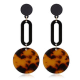 XIYANIKE New Fashion Tortoise Color Leopard Print Acrylic Acetic Acid Sheet Geometric Circle Square Long Drop Earrings for Women