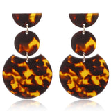 XIYANIKE New Fashion Tortoise Color Leopard Print Acrylic Acetic Acid Sheet Geometric Circle Square Long Drop Earrings for Women