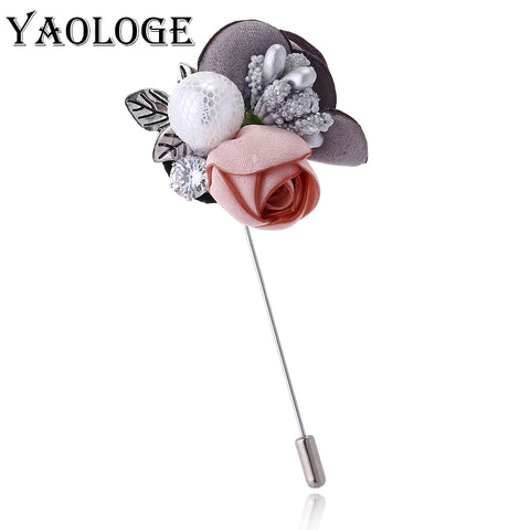 YAOLOGE Colorful Flower Pin Brooch For Women Accessories Imitation Pearl Fashion Corsage Vintage Statement Jewelry Birthday Gift