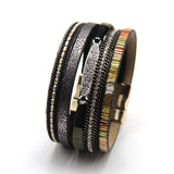 ZG Fashion Women Leather Bracelet Rhinestone Bar Charm Bohemian Leather Female Bracelets in 7 Colors