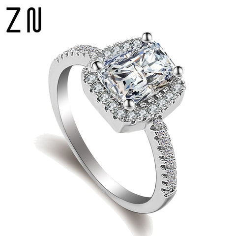 ZN Fashion Rings Show Elegant Temperament Jewelry Womens Girls White Silver Filled Wedding Ring