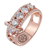 ZORCVENS New Arrival Vintage Rose Gold Filled Wedding Rings For Women Fashion Jewelry Luxury White Zircon Engagement Ring