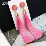 ZWC Vintage Ethnic Long Tassel Drop Earrings for Women Lady Fashion Bohemian Statement Fringe Dangle Women Earring 2019 Jewelry