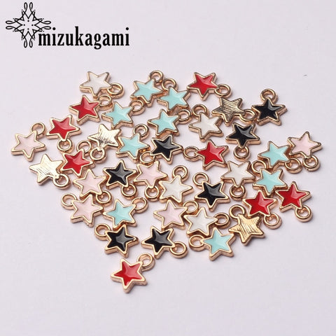 Zinc Alloy Black White Enamel Charms Mini Stars Charms 6mm 50pcs/lot For DIY Jewelry Making Finding Accessories