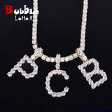 Zircon Tennis Letters Necklaces & Pendant For Men/Women Gold Silver Color Fashion Hip Hop Jewelry with 4mm Tennis Chain