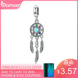 bamoer Authentic 925 Sterling Silver Bohemian Dream Catcher Pendant Charm fit Bracelet Necklace Silver DIY Jewelry Making SCC961