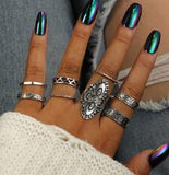 docona  5pcs/Set Fashion High Quality Bohemia Style Rings Set Classic Shape Pattern Crystal Pendant for Women Charm Jewelry
