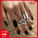 docona  5pcs/Set Fashion High Quality Bohemia Style Rings Set Classic Shape Pattern Crystal Pendant for Women Charm Jewelry