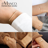 eManco DIY Stainless Steel Bracelets for women Adjustable Chain Charm Bracelet 2 piece Set women Custom Bracelet Jewellery