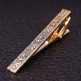 high-end Tie Clip men jewelry luxury Classic gold lase Matte Tie Bar carving Simple Brushed Smooth crystal Clasp Tie Pin Gifts