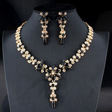 jiayijiaduo 5 colors new crystal wedding jewelry set women gold color necklace long earrings set dress accessories bridesmaid