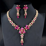 jiayijiaduo 5 colors new crystal wedding jewelry set women gold color necklace long earrings set dress accessories bridesmaid