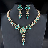 jiayijiaduo 5 colors new crystal wedding jewelry set women gold color necklace long earrings set dress accessories bridesmaid