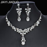jiayijiaduo Crystal Bridal Jewelry Set Gold Color Imitation Pearl Rhinestone Women's Party Necklace Set Wedding Jewelry Direct