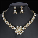 jiayijiaduo Crystal Bridal Jewelry Set Gold Color Imitation Pearl Rhinestone Women's Party Necklace Set Wedding Jewelry Direct