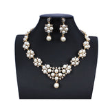 jiayijiaduo Crystal Bridal Jewelry Set Gold Color Imitation Pearl Rhinestone Women's Party Necklace Set Wedding Jewelry Direct