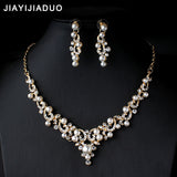 jiayijiaduo Crystal Bridal Jewelry Set Gold Color Imitation Pearl Rhinestone Women's Party Necklace Set Wedding Jewelry Direct