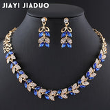 jiayijiaduo New Wedding Jewelry Sets for Charming Women Dresses Dating Accessories Green Glass Crystal Necklace Earrings Sets