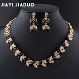 jiayijiaduo New Wedding Jewelry Sets for Charming Women Dresses Dating Accessories Green Glass Crystal Necklace Earrings Sets