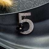 luxurious Brand Brooches Letter 5 Full Crystal Rhinestone Brooch Pins For Women Party Flower Number Brooches
