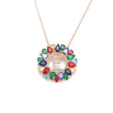 multicolor CZ micro pave zircon charm necklace fashion Gold 26 Alphabet letter pendant necklace letter necklaces