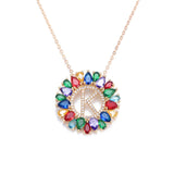 multicolor CZ micro pave zircon charm necklace fashion Gold 26 Alphabet letter pendant necklace letter necklaces