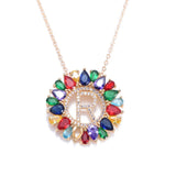 multicolor CZ micro pave zircon charm necklace fashion Gold 26 Alphabet letter pendant necklace letter necklaces