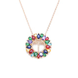 multicolor CZ micro pave zircon charm necklace fashion Gold 26 Alphabet letter pendant necklace letter necklaces