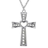 silver color  necklace jewelry women wedding fashion Cross CZ crystal Zircon stone pendant necklace  Christmas gift n296Choker Necklaces