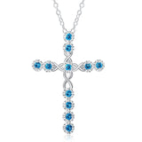 silver color  necklace jewelry women wedding fashion Cross CZ crystal Zircon stone pendant necklace  Christmas gift n296Choker Necklaces