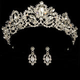 wedding crown queen bridal tiara bridal crown with earring luxury rhinestone headband diadem bride hair jewelry ornaments