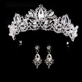 wedding crown queen bridal tiara bridal crown with earring luxury rhinestone headband diadem bride hair jewelry ornaments