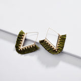 wing yuk tak Bohemia Tassel Hoop Earrings For Women Vintage Golden Statement Jewelry Triangle Colorful Charm Earrings female
